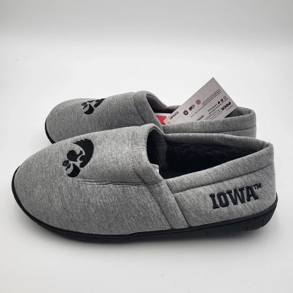 Iowa Hawkeyes Sweatshirt Sherpa Moccasin‎ Slippers FOCO Mens Large 11-12 Gray